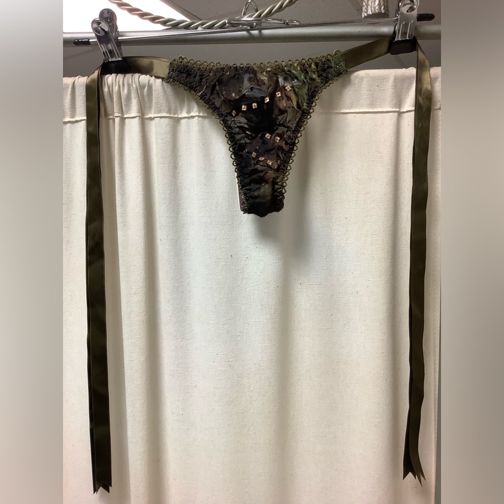 Mary Green sequined silk ribbon tie sides low rise underwear